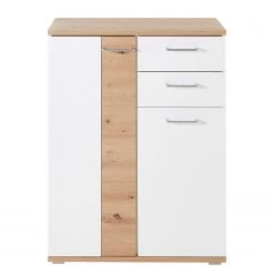 Maison Belfort Meuble à chaussures Nizao - Blanc / Imitation chêne artisan -Vestiaires Soldes 1000363581 220713 030 DETAILS P000000001000363581