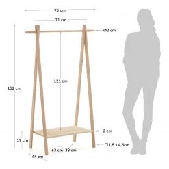 Naturoo Porte-manteau Mutare - Chêne massif / Rotin - Chêne / Beige -Vestiaires Soldes 1000363978 220714 500 SKETCH DETAILS P000000001000363978 sketch