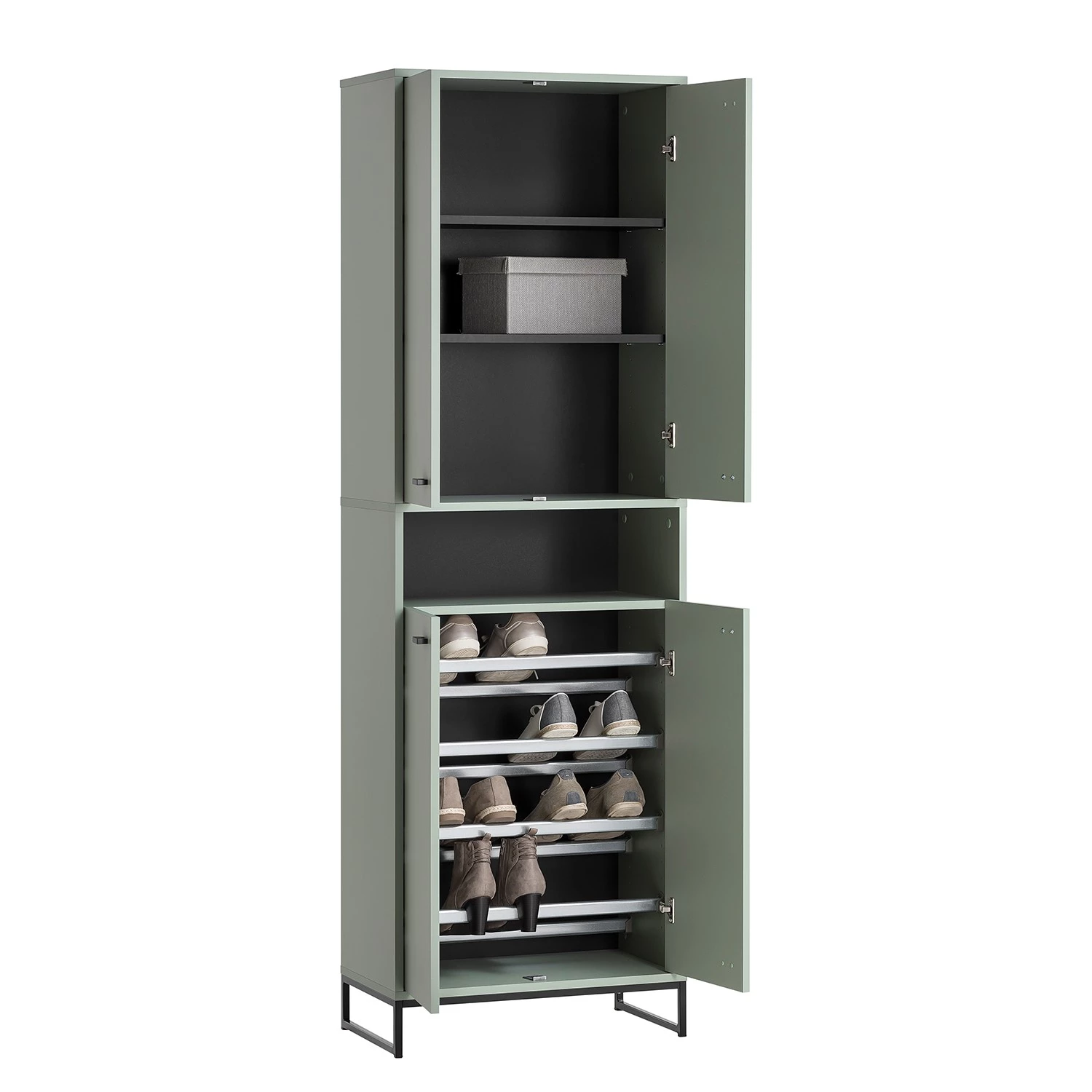 Schildmeyer Armoire à chaussures Janne II - Gris menthe 4 Schildmeyer Armoire à chaussures Janne II - Gris menthe – Image 4