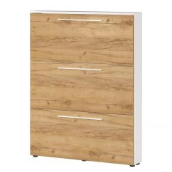 Germania Meuble à chaussures Wildomar - Imitation chêne de Navarre - Blanc - Hauteur : 129 cm