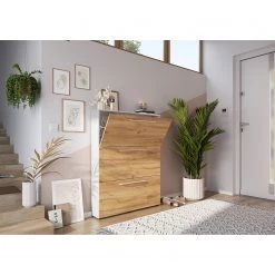 Germania Meuble à chaussures Wildomar - Imitation chêne de Navarre - Blanc - Hauteur : 129 cm -Vestiaires Soldes 1000366020 220809 021 MOOD DETAILS P000000001000366020 mood