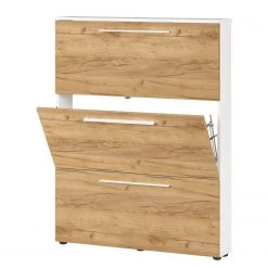 Germania Meuble à chaussures Wildomar - Imitation chêne de Navarre - Blanc - Hauteur : 129 cm -Vestiaires Soldes 1000366020 220809 031 DETAILS P000000001000366020