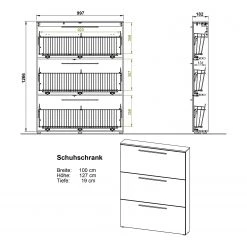Germania Meuble à chaussures Wildomar - Imitation chêne de Navarre - Blanc - Hauteur : 129 cm -Vestiaires Soldes 1000366020 220809 500 SKETCH DETAILS P000000001000366020 sketch