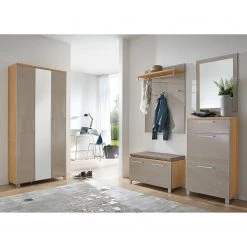 Voss Panneau porte-manteaux Alavere IV - Taupe / Chêne Bianco -Vestiaires Soldes dielenschrank alavere ii 3757124