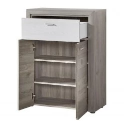 Loftscape Meuble à chaussures Kisbey - Imitation chêne argenté / Imitation mélèze -Vestiaires Soldes garderoben set kisbey 5 teilig silbereiche dekor laerche dekor 4720636