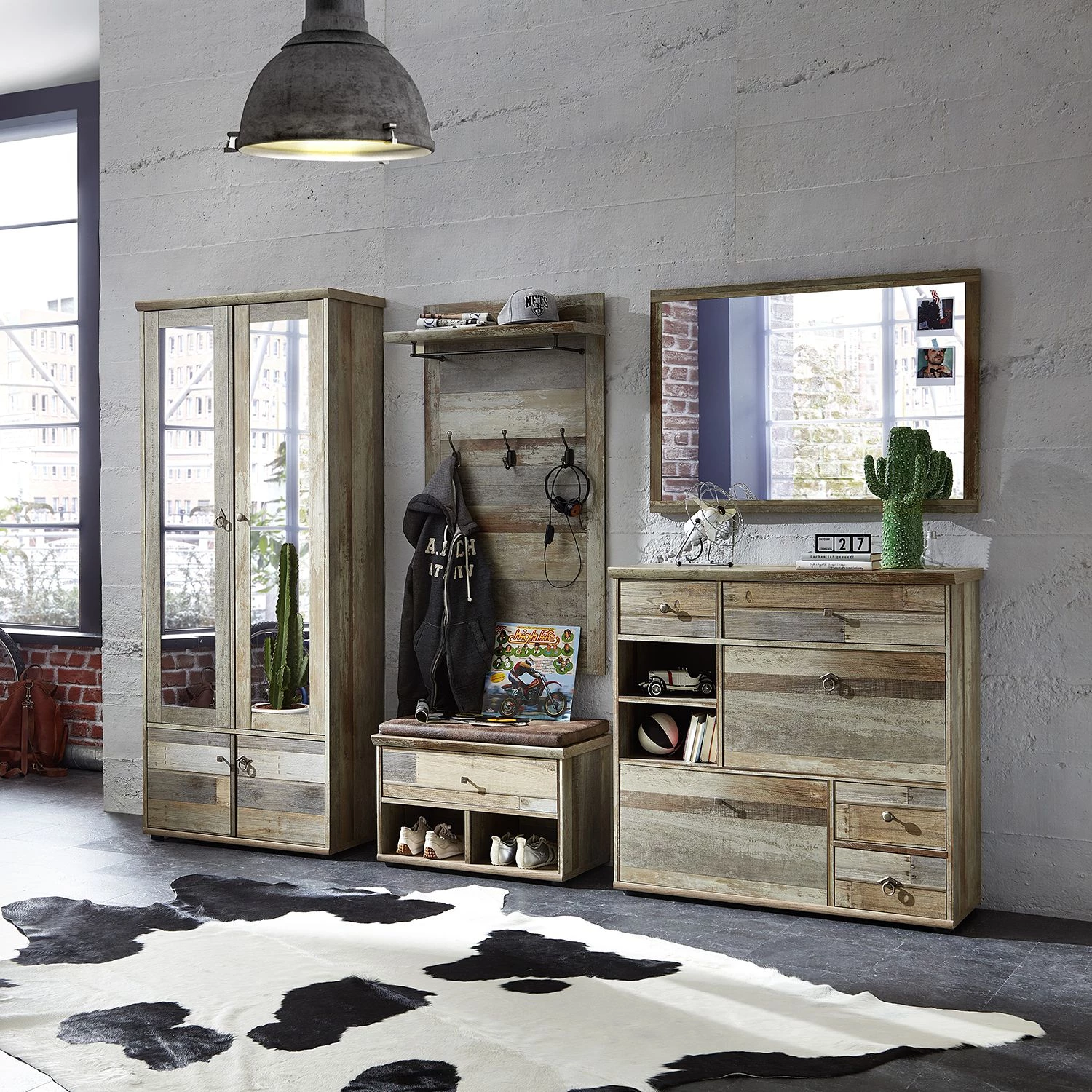 Red Living Panneau porte-manteaux Tapara II - Marron / Gris 2 Red Living Panneau porte-manteaux Tapara II - Marron / Gris – Image 2