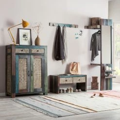 Wolf-Möbel Porte-manteaux mural Goa - Partiellement en manguier massif - Manguier marron foncé -Vestiaires Soldes garderobenbank goa akazie mango teilmassiv mehrfarbig 4357428 1