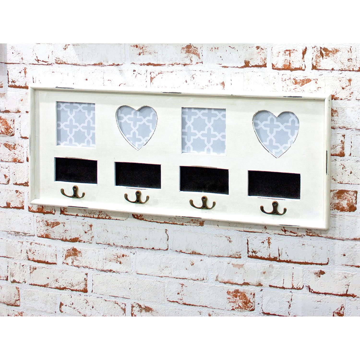 Home Design Porte-manteaux mural Emma - Partiellement en sapin massif - Blanc vintage / Noir - Largeur : 63 cm 2 Home Design Porte-manteaux mural Emma - Partiellement en sapin massif - Blanc vintage / Noir - Largeur : 63 cm – Image 2