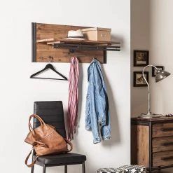 Ars manufacti Panneau porte-manteaux Manchester - Acacia massif / Métal -Vestiaires Soldes garderobenpaneel manchester akazie massiv metall 2070014