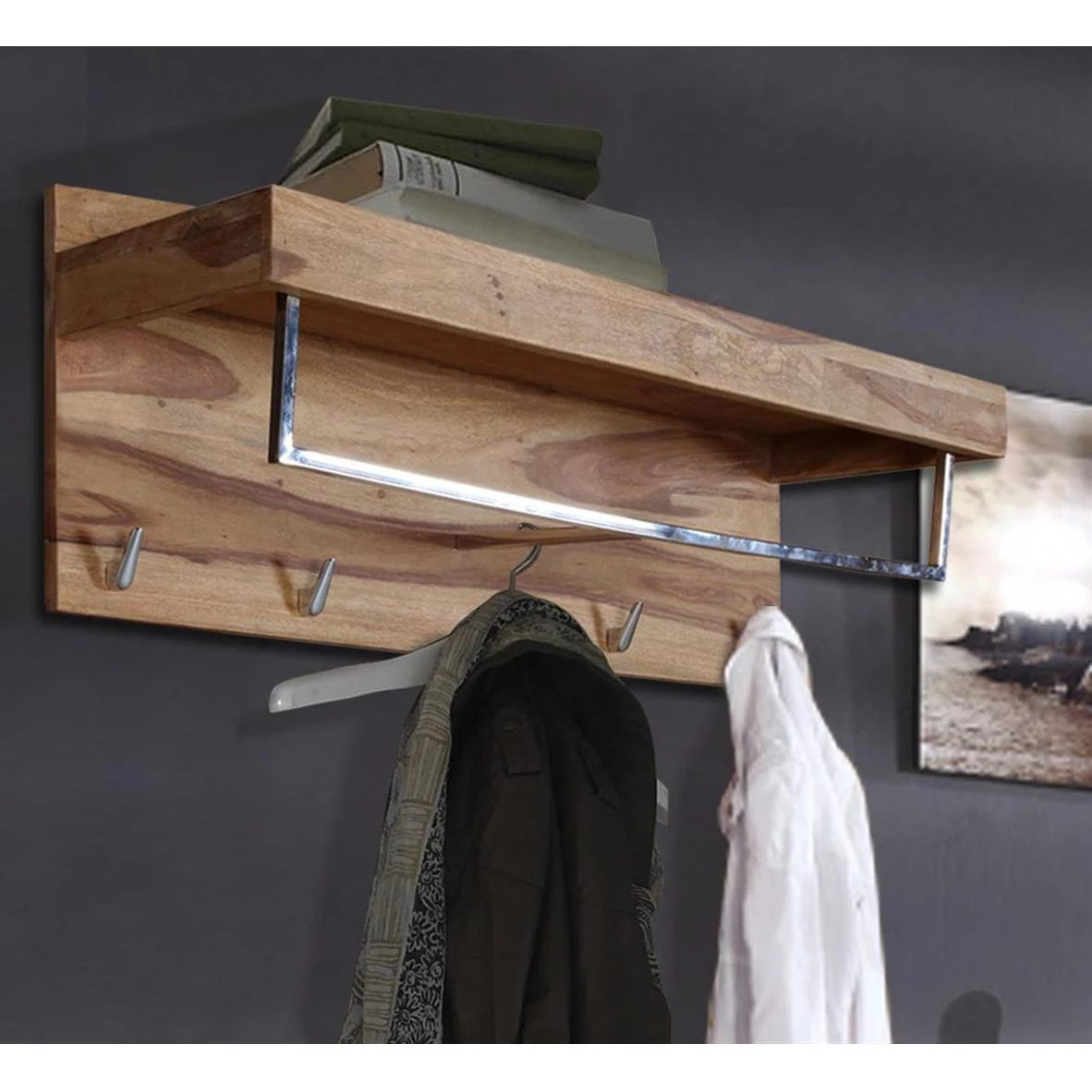 Wolf-Möbel Panneau porte-manteaux Yoga - Sheesham massif 2 Wolf-Möbel Panneau porte-manteaux Yoga - Sheesham massif – Image 2