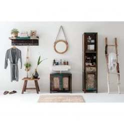 Wolf-Möbel Panneau porte-manteaux Goa - Partiellement en manguier massif - Manguier marron foncé -Vestiaires Soldes leiter montendre eucalyptus massiv 4445952