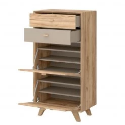 Germania Meuble à chaussures Calvi - Imitation chêne de Navarra / Gris minéral -Vestiaires Soldes schuhkipper calvi eiche navarra dekor steingrau 4254016