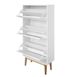 Mørteens Meuble à chaussures Lindholm - Partiellement en chêne massif - Blanc - Hauteur : 130 cm -Vestiaires Soldes schuhkipper lindholm i weiss eiche massiv 1229622