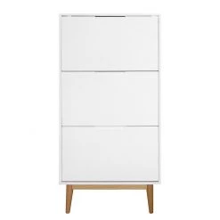 Mørteens Meuble à chaussures Lindholm - Partiellement en chêne massif - Blanc - Hauteur : 130 cm -Vestiaires Soldes schuhkipper lindholm i weiss eiche massiv 1229630