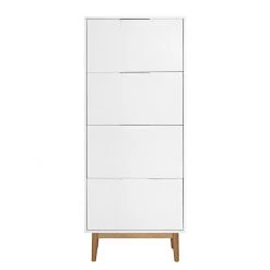 Mørteens Meuble à chaussures Lindholm - Partiellement en chêne massif - Blanc - Hauteur : 165 cm -Vestiaires Soldes schuhkipper lindholm ii weiss eiche massiv 1229494