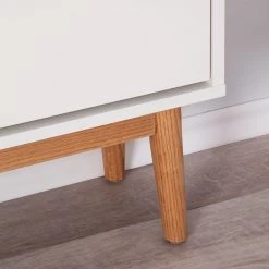 Mørteens Meuble à chaussures Lindholm - Partiellement en chêne massif - Blanc - Hauteur : 165 cm -Vestiaires Soldes schuhkipper lindholm ii weiss eiche massiv 4037300