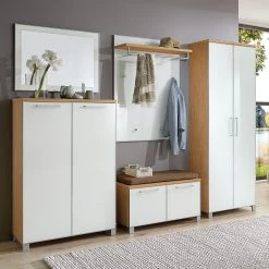 Voss Meuble à chaussures Alavere II - Blanc / Chêne blanc -Vestiaires Soldes schuhkommode alavere ii 3756912