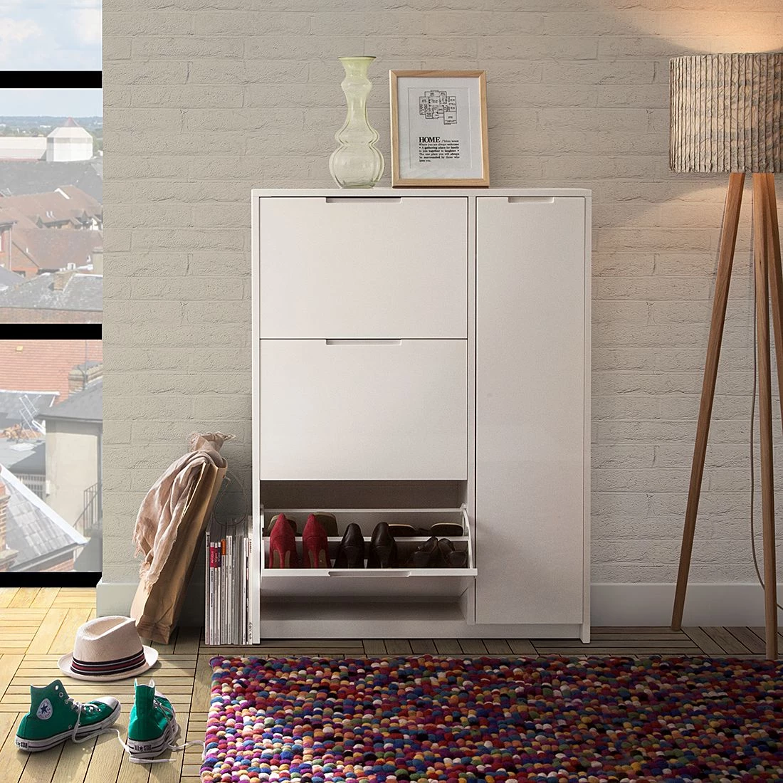 Fredriks Meuble à chaussures Glaze - Blanc brillant 2 Fredriks Meuble à chaussures Glaze - Blanc brillant – Image 2
