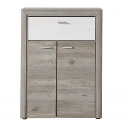 Loftscape Meuble à chaussures Kisbey - Imitation chêne argenté / Imitation mélèze -Vestiaires Soldes schuhkommode kisbey silbereiche dekor laerche dekor 4723552