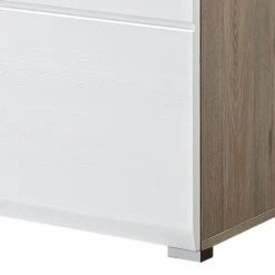 Mooved Meuble à chaussures Samanta - Blanc / Imitation chêne argenté -Vestiaires Soldes schuhkommode samanta silbereiche dekor weiss 4393704