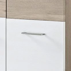 Mooved Meuble à chaussures Samanta - Blanc / Imitation chêne argenté -Vestiaires Soldes schuhkommode samanta silbereiche dekor weiss 4393708