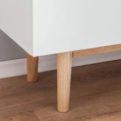 Mørteens Meuble à chaussures Lindholm III - Partiellement en chêne massif - Blanc -Vestiaires Soldes schuhkommoden lindholm ii eiche massiv matt weiss 3701973