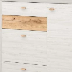 Germania Armoire à chaussures Calvi - Imitation pin blanc / Imitation chêne de Navarra -Vestiaires Soldes schuhschrank calvi pinie weiss dekor eiche 4259224