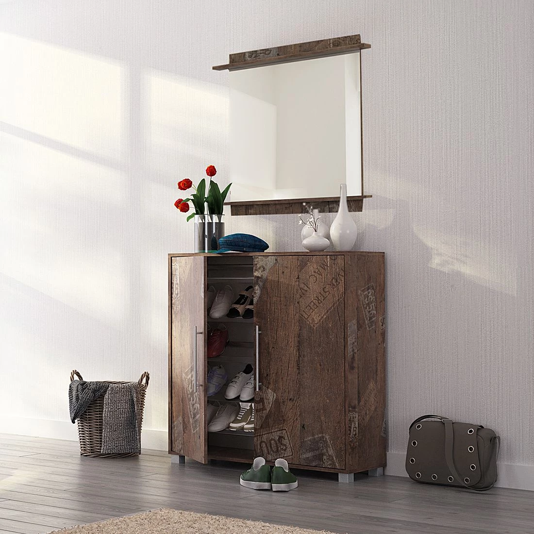 Schildmeyer Meuble à chaussures Pisa I - Imitation chêne du Panama 2 Schildmeyer Meuble à chaussures Pisa I - Imitation chêne du Panama – Image 2