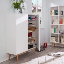 Mørteens Meuble à chaussures Lindholm I - Partiellement en chêne massif - Blanc -Vestiaires Soldes schuhschrank lindholm i weiss eiche massiv 4031144