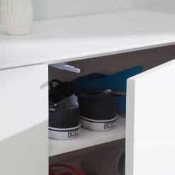 Mørteens Meuble à chaussures Lindholm I - Partiellement en chêne massif - Blanc -Vestiaires Soldes schuhschrank lindholm i weiss eiche massiv 4037324