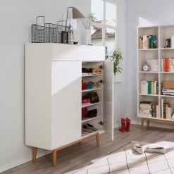 Mørteens Meuble à chaussures Lindholm II - Partiellement en chêne massif - Blanc -Vestiaires Soldes schuhschrank lindholm ii weiss eiche massiv 4031156