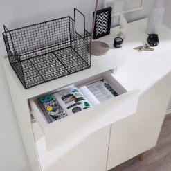 Mørteens Meuble à chaussures Lindholm II - Partiellement en chêne massif - Blanc -Vestiaires Soldes schuhschrank lindholm ii weiss eiche massiv 4037336