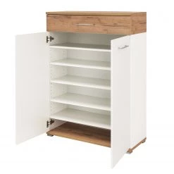 Germania Meuble à chaussures Nerola - Blanc / Imitation chêne de Navarre -Vestiaires Soldes schuhschrank nerola weiss eiche dekor 4244968